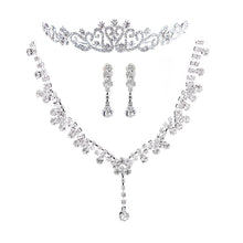 design alloy rhinestones elegant brides jewelry set including earrings necklace tiara wedding jewelry J4U66