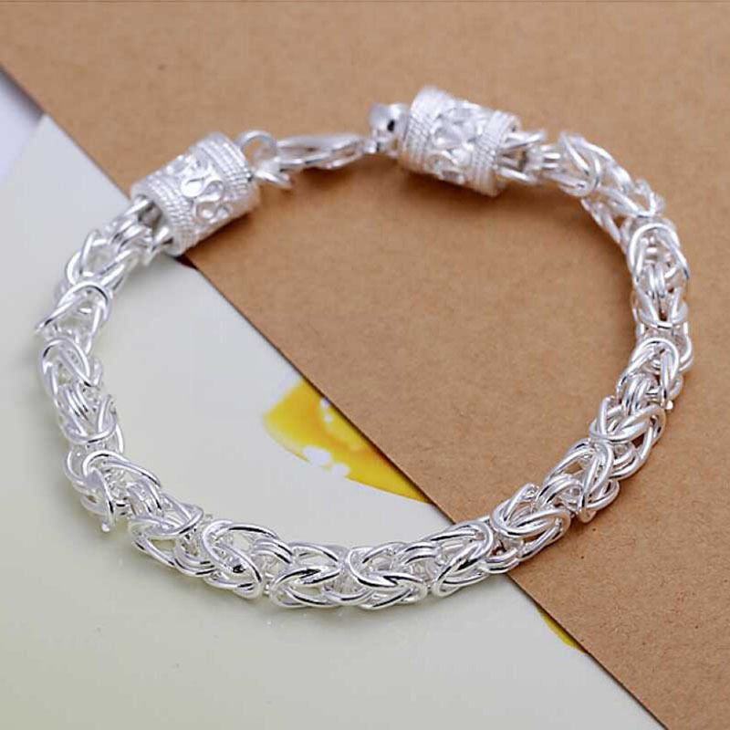 Jewelry Bracelet Silver Plated 20cm Link Chain Bracelet For Women Drop Shipping J4U66