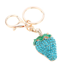 design shinning rhinestone strawberry pendant key ring key chain hollow alloy keychain jewelry J4U66