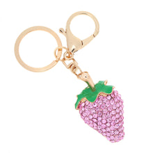design shinning rhinestone strawberry pendant key ring key chain hollow alloy keychain jewelry J4U66