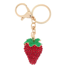 design shinning rhinestone strawberry pendant key ring key chain hollow alloy keychain jewelry J4U66