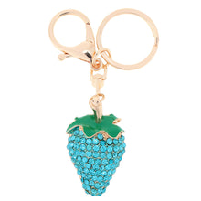 design shinning rhinestone strawberry pendant key ring key chain hollow alloy keychain jewelry J4U66