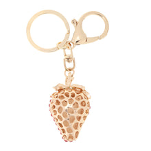 design shinning rhinestone strawberry pendant key ring key chain hollow alloy keychain jewelry J4U66