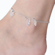 Double Chain Leaf Anklet Women Chain Ankle Bracelet Foot Jewelry for women lady's Barefoot Beach Gift J4U66