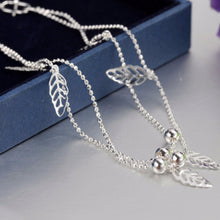 Double Chain Leaf Anklet Women Chain Ankle Bracelet Foot Jewelry for women lady's Barefoot Beach Gift J4U66