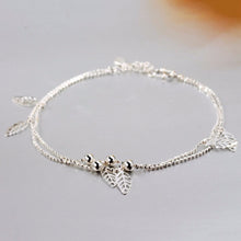 Double Chain Leaf Anklet Women Chain Ankle Bracelet Foot Jewelry for women lady's Barefoot Beach Gift J4U66