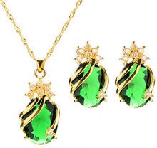 Drop Pendent Necklace Woman Gold Plated Crystal Necklaces 1 Necklace 2 Earrings 5 Color J4U66