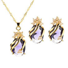 Drop Pendent Necklace Woman Gold Plated Crystal Necklaces 1 Necklace 2 Earrings 5 Color J4U66