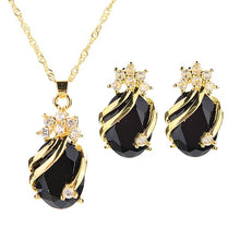 Drop Pendent Necklace Woman Gold Plated Crystal Necklaces 1 Necklace 2 Earrings 5 Color J4U66