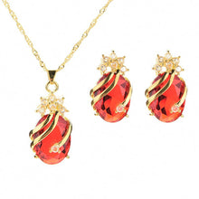 Drop Pendent Necklace Woman Gold Plated Crystal Necklaces 1 Necklace 2 Earrings 5 Color J4U66