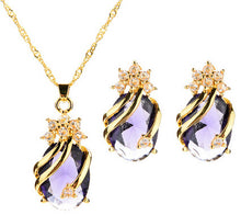 Drop Pendent Necklace Woman Gold Plated Crystal Necklaces 1 Necklace 2 Earrings 5 Color J4U66