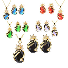 Drop Pendent Necklace Woman Gold Plated Crystal Necklaces 1 Necklace 2 Earrings 5 Color J4U66