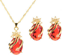 Drop Pendent Necklace Woman Gold Plated Crystal Necklaces 1 Necklace 2 Earrings 5 Color J4U66