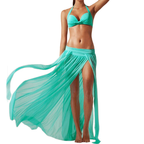 Elastic Gauze Women Beach Skirt Split Sarong Skirt For Bikini Cover Up,5 Colors Swim Beach Skirt J4U66