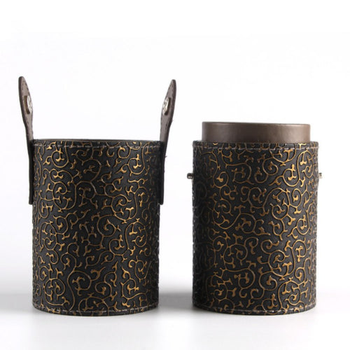 empty portable makeup brush round pen holdercosmetic tool pu leathercup container solid colors J4U66