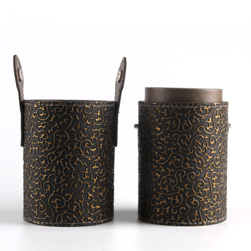 empty portable makeup brush round pen holdercosmetic tool pu leathercup container solid colors J4U66