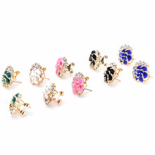 Women Lady Crystal Rhinestone Flower Rose Ear Stud Earrings Jewelry FOUK J4U66