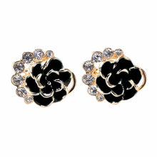 Women Lady Crystal Rhinestone Flower Rose Ear Stud Earrings Jewelry FOUK J4U66
