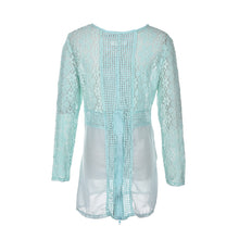 Women Lace Sexy Blouses Full Sleeve Floral Embroidery Crochet Lace Tops Blusa long Shirts J4U66