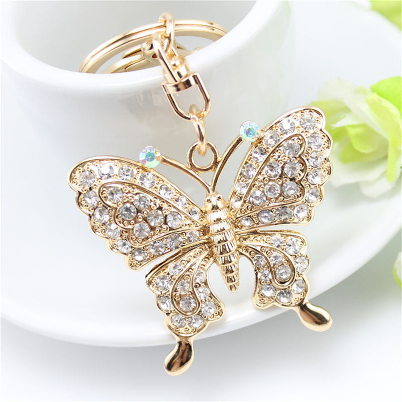 s Women Jewelry Gifts Charm Women Rhinestone Butterfly Key Chain Keyrings For Women  J4U66