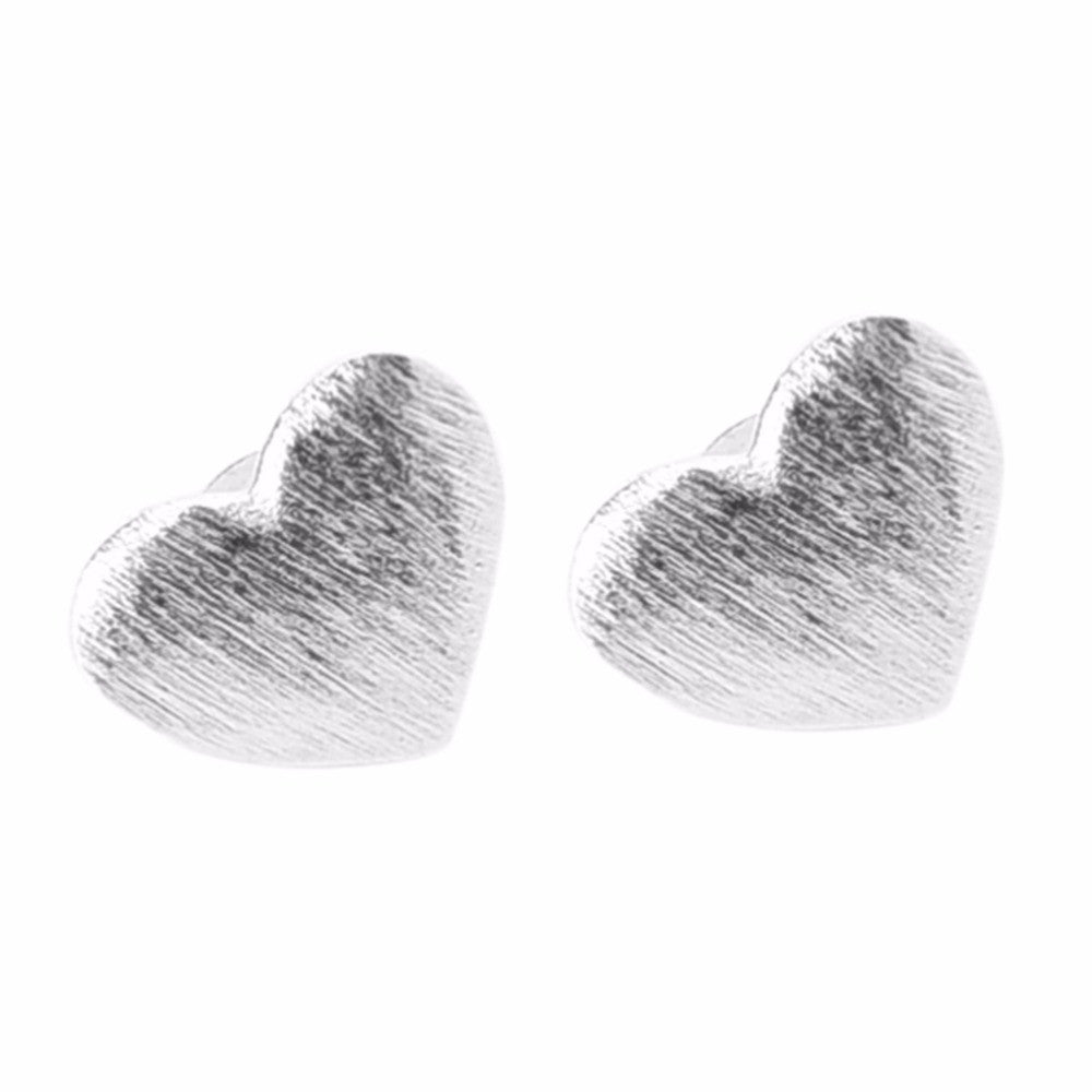 Jewelry Unique Heart Shape Sliver Plated Alloy Stud Earring FT J4U66