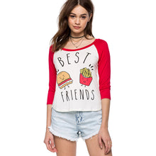 Europe Trendy Hamburg printed color shirt three quarter sleeved Women T-shirt J4U66