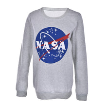 Women Causal NASA Printed Pullover Sweatshirt Loose Jumper Baseball Tee Tops Blouse J4U66
