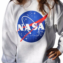 Women Causal NASA Printed Pullover Sweatshirt Loose Jumper Baseball Tee Tops Blouse J4U66