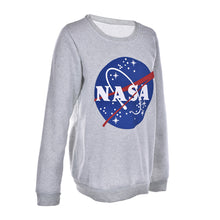 Women Causal NASA Printed Pullover Sweatshirt Loose Jumper Baseball Tee Tops Blouse J4U66