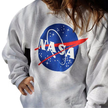Women Causal NASA Printed Pullover Sweatshirt Loose Jumper Baseball Tee Tops Blouse J4U66