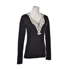 Women Lace Hollow Out Blouse Shirt Long Sleeve V Neck Shirts Tops J4U66