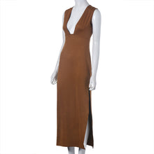 Fashion Women Sexy Lace Bandage High Waist Sleeveless Stripe Party V Neck Open Fork Dress Plus Size S M L XL J4U66