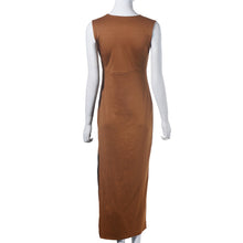 Fashion Women Sexy Lace Bandage High Waist Sleeveless Stripe Party V Neck Open Fork Dress Plus Size S M L XL J4U66