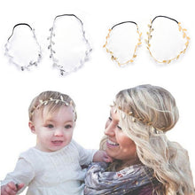2Pcs Gold Silver Leaves Hairbands Korean Hair Accessories Bridal Trendy Jewelry For Mother and Baby Gifts J4U66