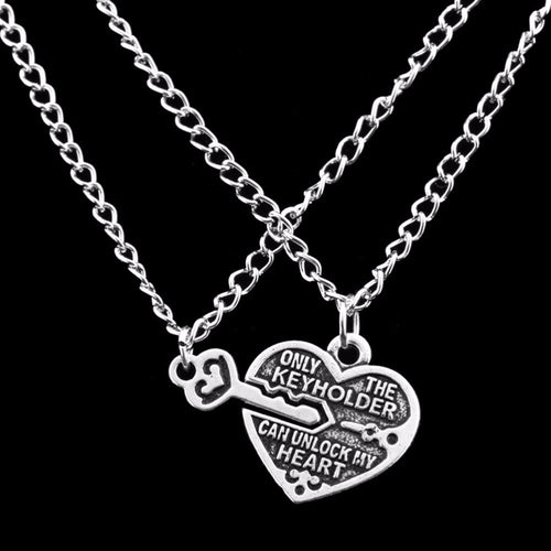 2pc Key Unlock My Heart Lock Best Friend Necklace For Women Lover Fine Jewelry J4U66
