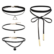 4pcs jewelry black leather bow Tassel choker DIY necklace gift for women girl J4U66