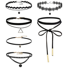 6 pcs vintage Retro Black Velvet Lace Triangle Choker Necklace Women Gothic Chocker Collares J4U66