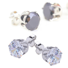 8Pair Stainless Steel Mens Womens Stud Earrings Black Round Cubic Zirconia Inlaid J4U66