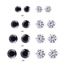 8Pair Stainless Steel Mens Womens Stud Earrings Black Round Cubic Zirconia Inlaid J4U66