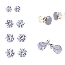 8Pair Stainless Steel Mens Womens Stud Earrings Black Round Cubic Zirconia Inlaid J4U66