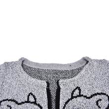 Cartoon Cat and Fish Bones Printing Cardigan Women Long Sleeve Knitted Sweater Cardigans J4U66