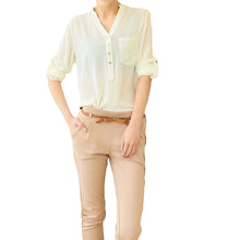 chiffon women blouses tropical buttons v neck long sleeve loose elegant-shirts women tops blusas J4U66