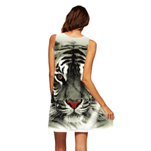cool dresses woman european plus size tiger print beach dress sleeveless loose novelty print a line vestidos J4U66