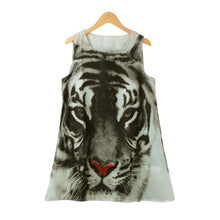 cool dresses woman european plus size tiger print beach dress sleeveless loose novelty print a line vestidos J4U66