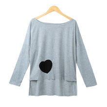 cotton women t-shirts heart pattern print long sleeve tops camisetas mujer high low hem loose tee shirt femme J4U66