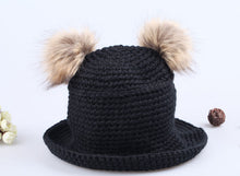 cute sweet hat twin bobbles knitted warm cap beige hats for hats J4U66