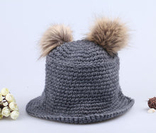 cute sweet hat twin bobbles knitted warm cap beige hats for hats J4U66