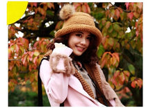 cute sweet hat twin bobbles knitted warm cap beige hats for hats J4U66