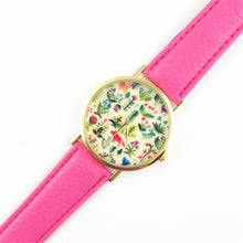 Fashion Design Women's Analog Quartz Wrist Watch Leather Animal Floral Printed Ladies Dress Watches J4U66
