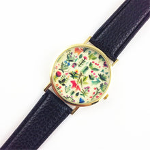 Fashion Design Women's Analog Quartz Wrist Watch Leather Animal Floral Printed Ladies Dress Watches J4U66